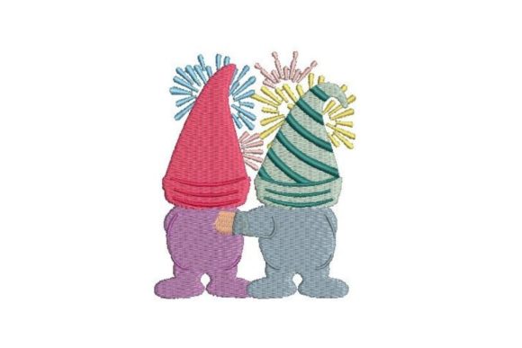 Gnomes Looking at Fireworks: A Cute and Seasonal Embroidery Design for Sellers