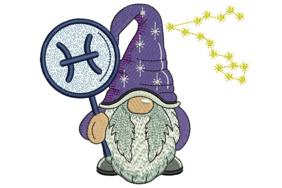Pisces Horoscope Gnome: A Versatile Embroidery Design for Creative Projects