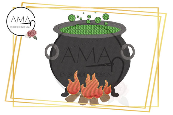 The Potions Cauldron: A Bold Embroidery Design for Business Use
